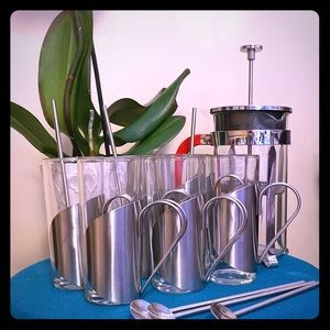 Italian style Lattè glasses with stir sticks